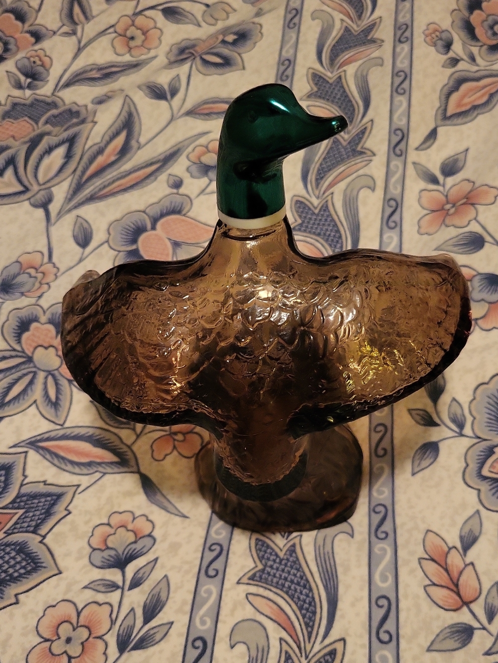 Avon Amber Body Glass Duck with Green Head